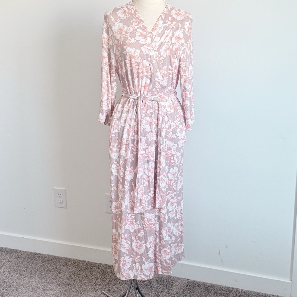 Nesting Olive Wrap House Dress Robe S/M Nursing Maternity Comfort Stretch Lounge